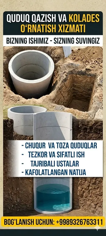 Quduq qazish kolades tashash