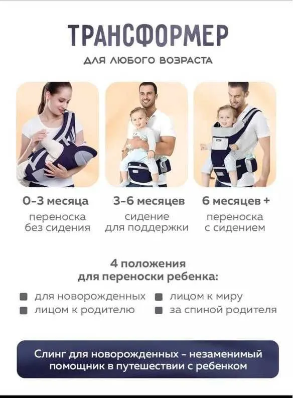 Детский эргорюкзак, сумка кенгуру, кенгуру хипсит сумка — фото 2
