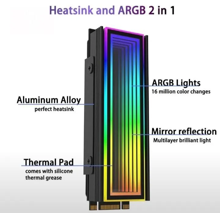NVME disklar uchun ARGB radiator 3