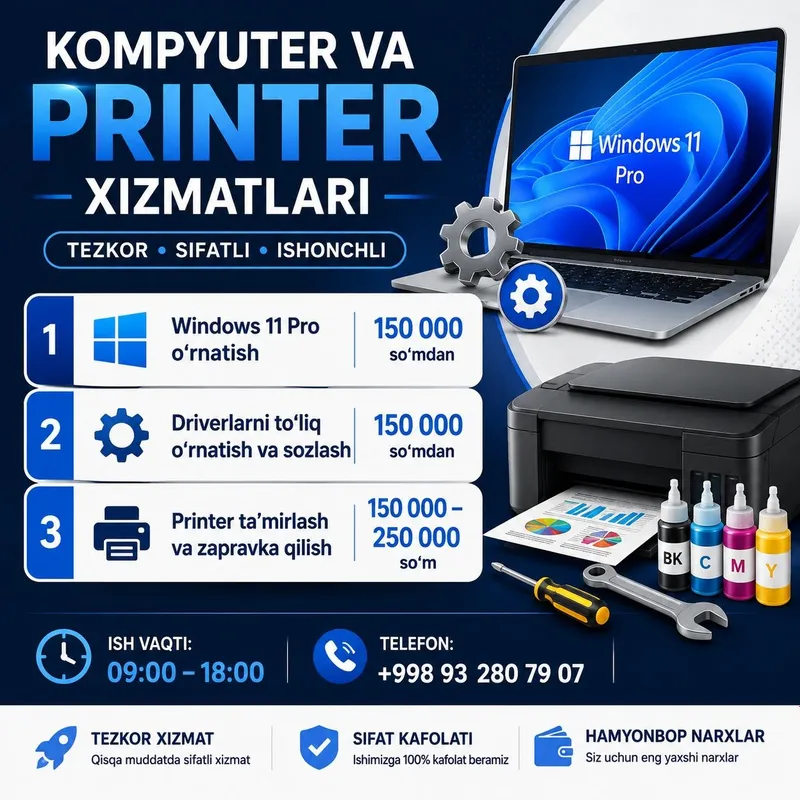 Kampyuter va notebook printer ta'mirlash Kampyuter va notebook printer ta'mirlash
