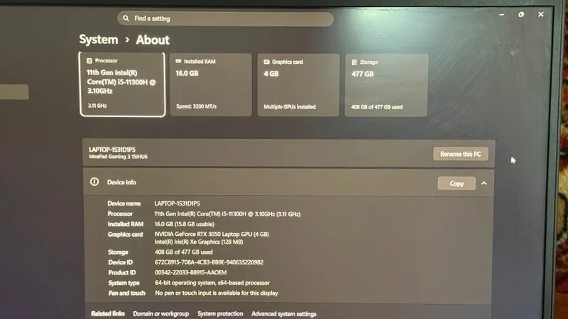 Lenovo IdeaPad Gaming 3 15IHU6 (i5 / 16GB / RTX 3050 / SSD 512) — фото 1