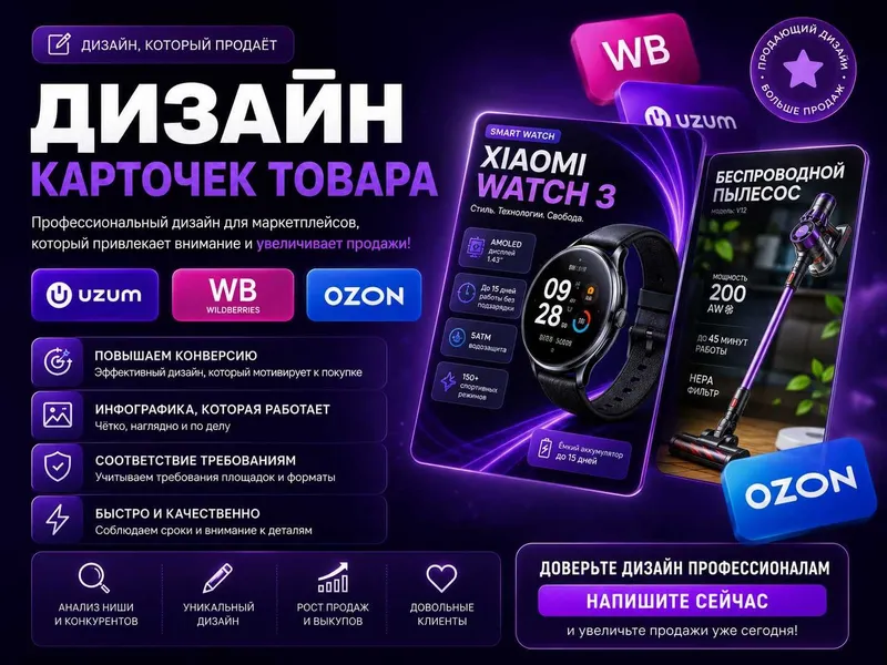 Инфографика для Uzum Market | Дизайн карточек товаров 1 Инфографика для Uzum Market | Дизайн карточек товаров 1