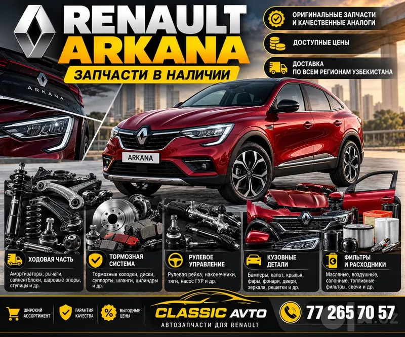 Renault Arkana ehtiyot qismlari | Yurish qismi, kuzov, tormozlar Renault Arkana ehtiyot qismlari | Yurish qismi, kuzov, tormozlar