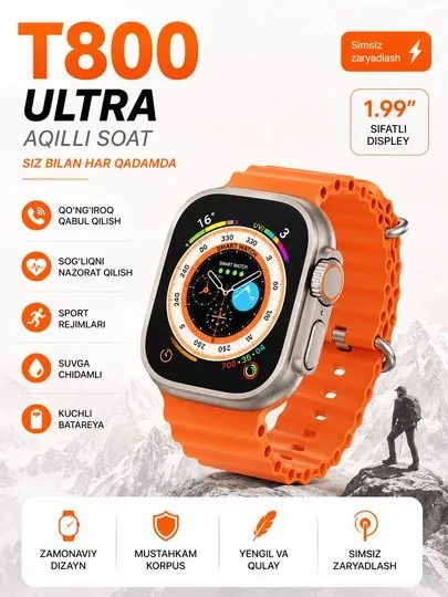 T800 Ultra Smart Aqilli qo’l soatlar 2 T800 Ultra Smart Aqilli qo’l soatlar 2