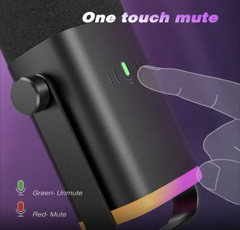 Dynamic Microphone with Touch Mute Mikrofon, Headphone jack for PC — фото 4