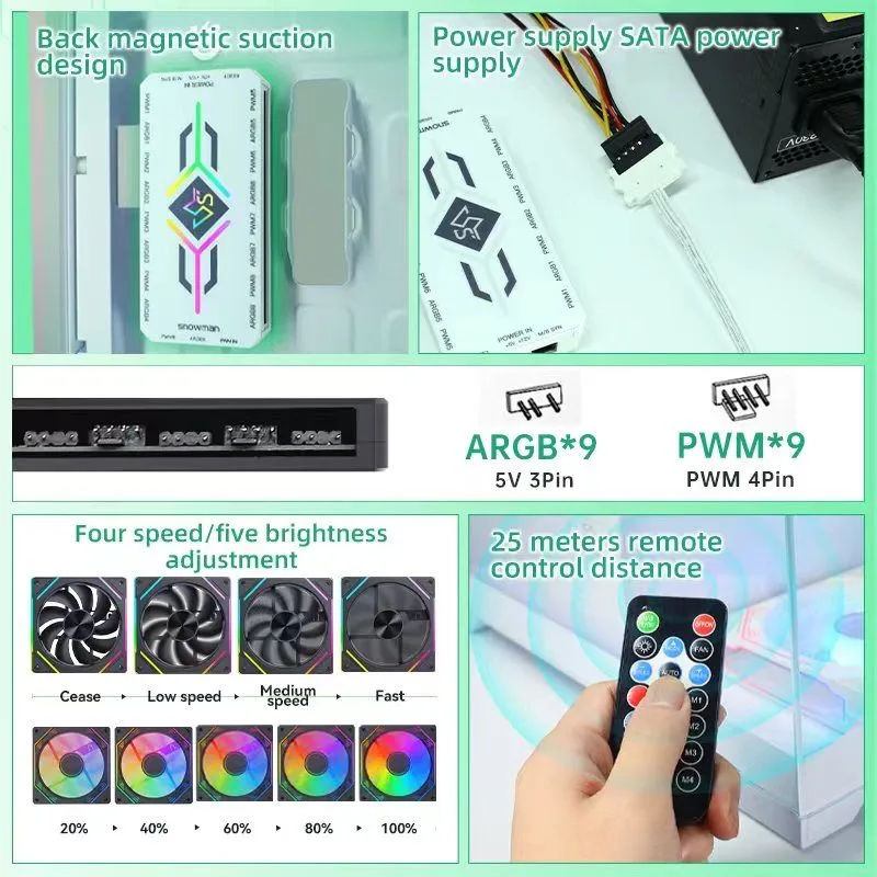 Контроллер snowman H9 Argb 5 v 3 контактный pwm hub 3