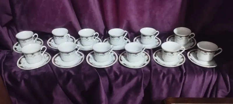 Посуда, чашки с блюдцами, чайный набор, хрусталь