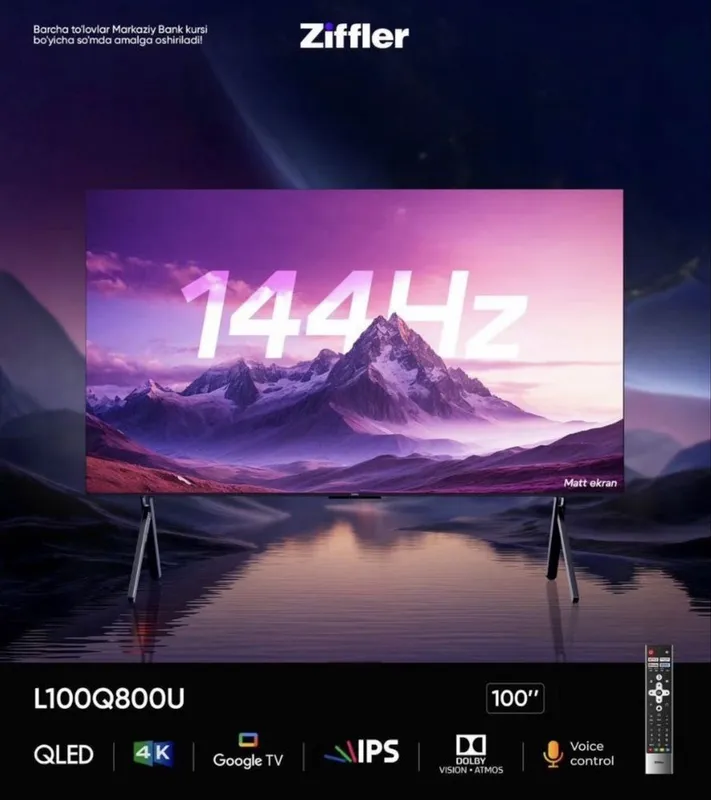 Телевизор ZIFFLER 100 Q950U 4K QLED Smart Tv Доставка бесплатно — фото 1