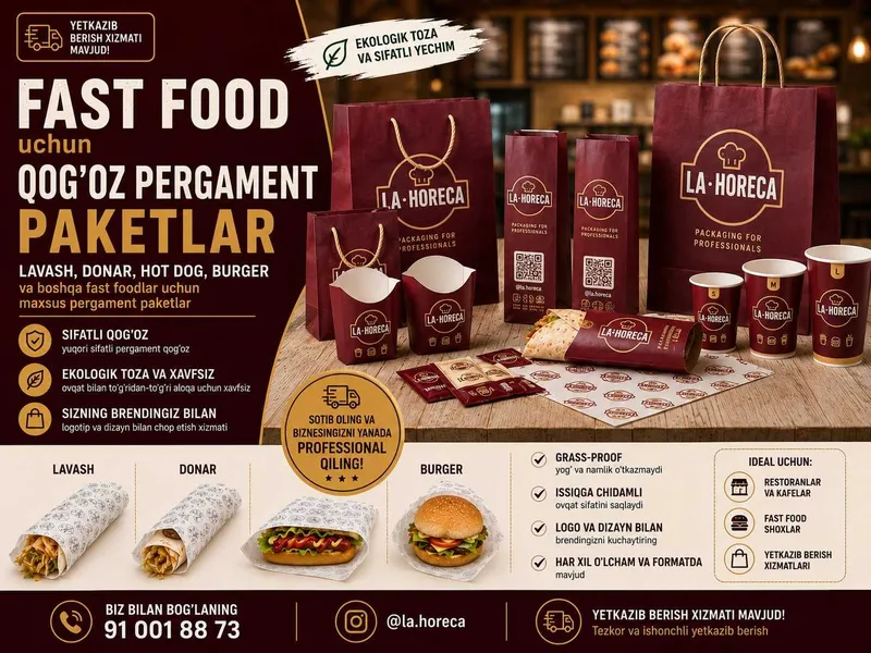Lavash, Donar, Burger uchun qog'ozlar. Бумажная упаковка. Крафт пакеты 1