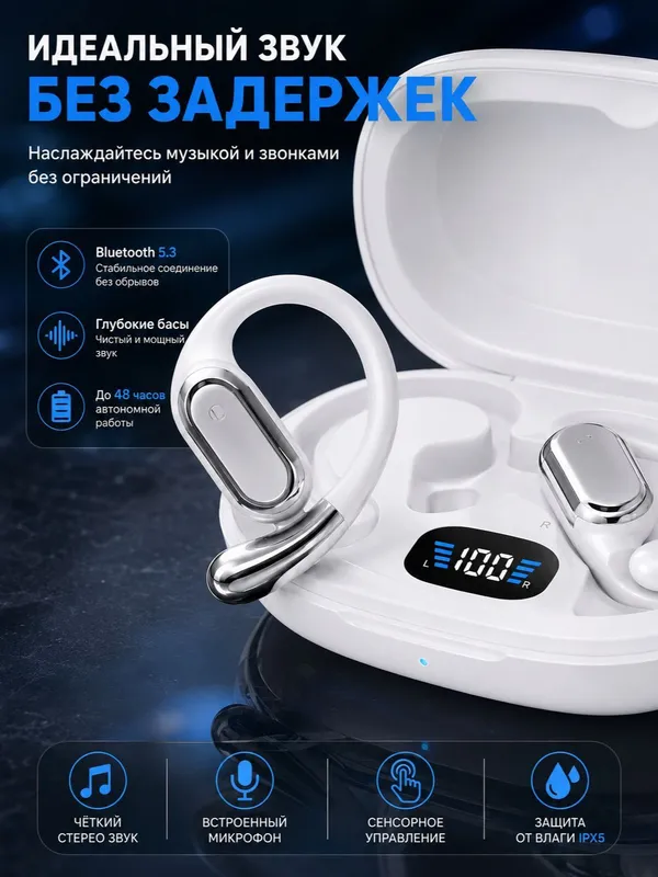 IMENSO ET030 TWS Bluetooth наушники, чёрные/белые 8