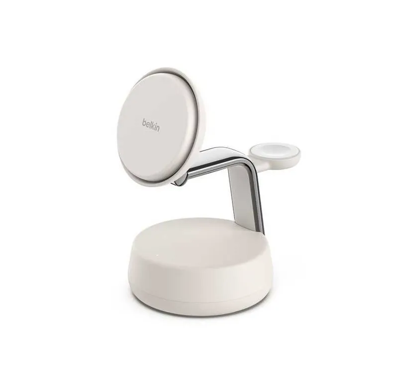 ( Беспроводное ЗУ BELKIN 25W Qi2 3-in-1 Wireless Charging Stand Sand — фото 1
