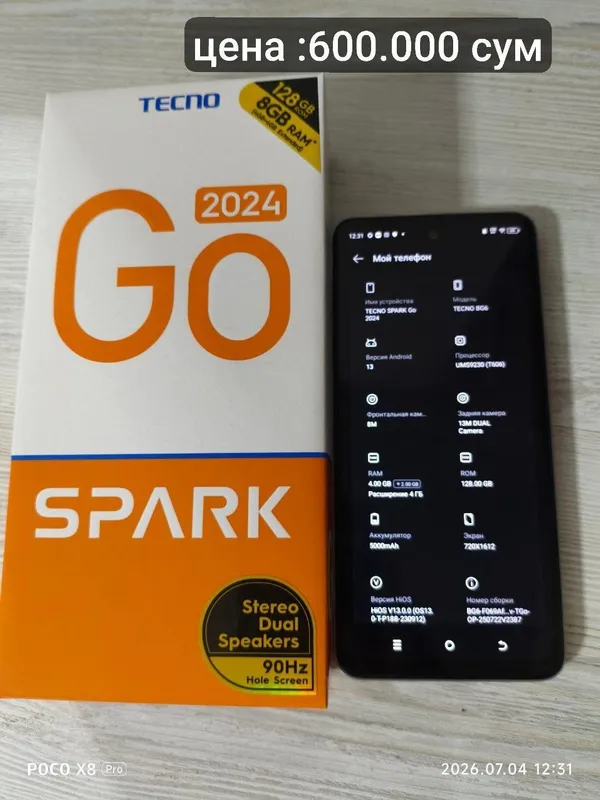 Tecno Spark Go 2024 (128 GB / 8 GB tezkor xotira) 1