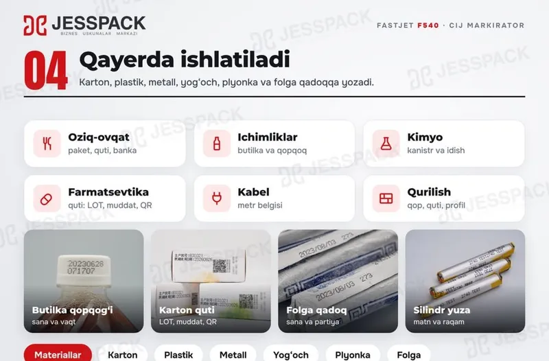 Markirovka qurilmasi | Dater | Sana printeri | Yaroqlilik muddati | Fastjet F540 5