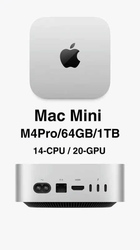 Mac Mini M4Pro/64GB/1TB (14-CPU / 20-GPU) 1 Mac Mini M4Pro/64GB/1TB (14-CPU / 20-GPU) 1