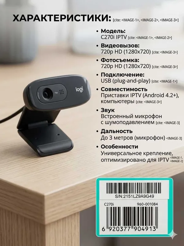 Веб-камера Logitech C270i IPTV новая в упаковке — фото 1