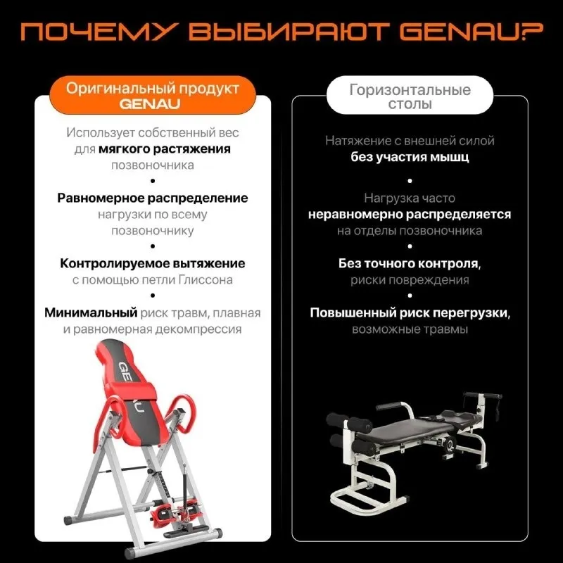Инверсионный стол Genau Fitspine EA-350 красный — фото 1