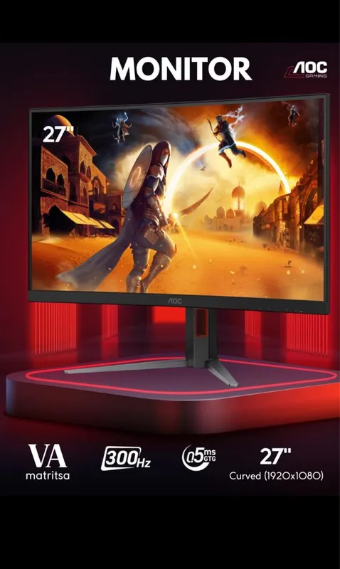 Монитор АОС — 27" изогнутый игровой 300 Гц, FHD (1920×1080), HDMI+DP Монитор АОС — 27" изогнутый игровой 300 Гц, FHD (1920×1080), HDMI+DP