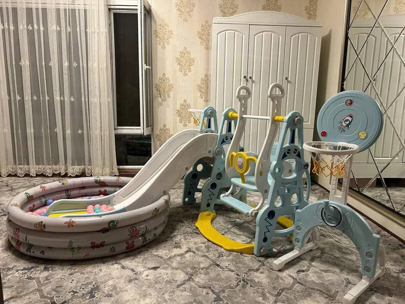Горка качели сухой бассейн 100 шт мячик мячик Китой даставка бесплатна — фото 1