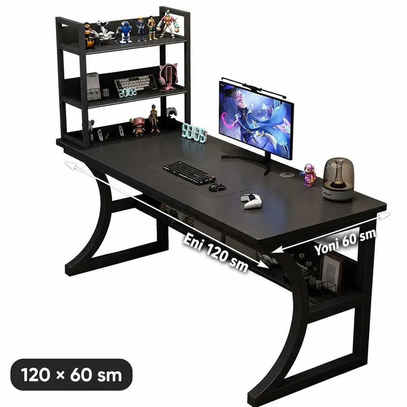 Qora polkali gaming kompyuter stoli 100/120/140x60 sm, zamonaviy pro — фото 4