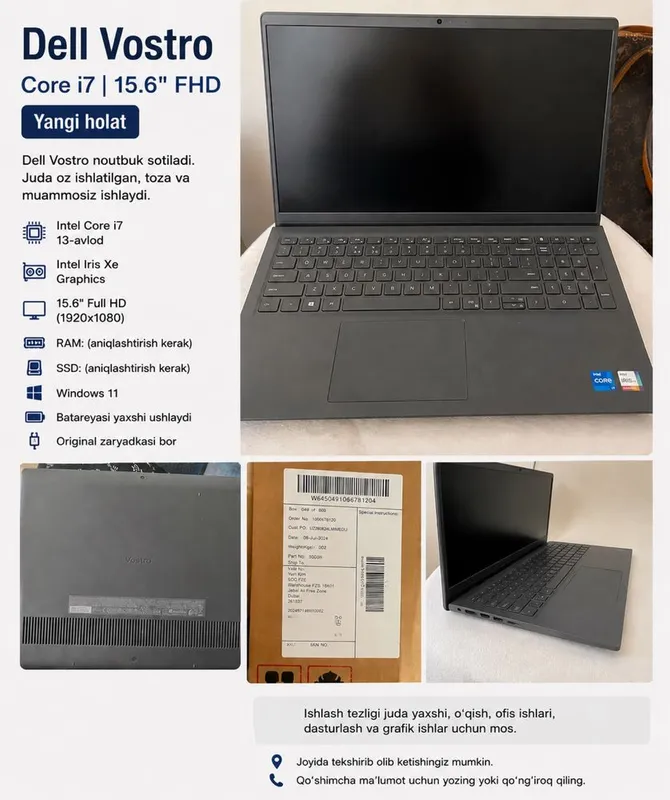 Dell Vostro Core i7 yangi noutbuk 1 Dell Vostro Core i7 yangi noutbuk 1