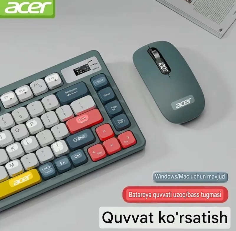 Мембранная клавиатура и мышь Acer (3 вида подключения)
