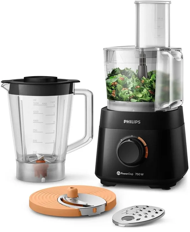 Кухонный комбайн Philips HR7301/90, черный Емкость чаши : 1,5 л Управ
