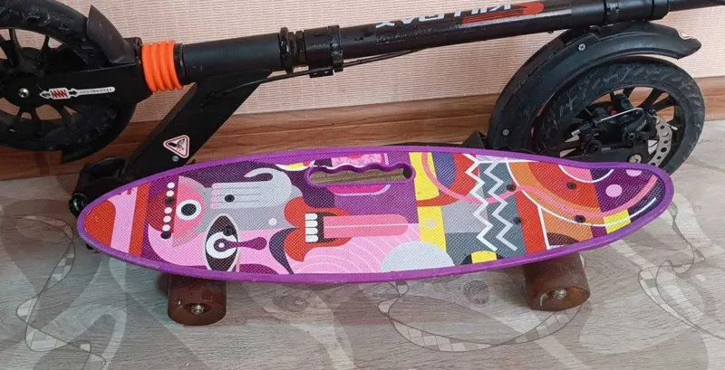 Скейтборд - пенни борд (penny board) со светящимися колесами — фото 1