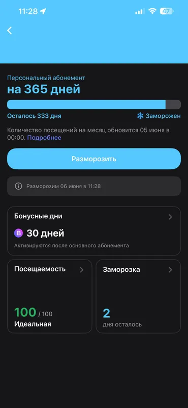 1 Fit Абонемент, 333 дней + бонусный месяц