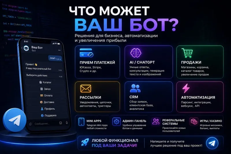 TELEGRAM Бот под ключ — фото 1