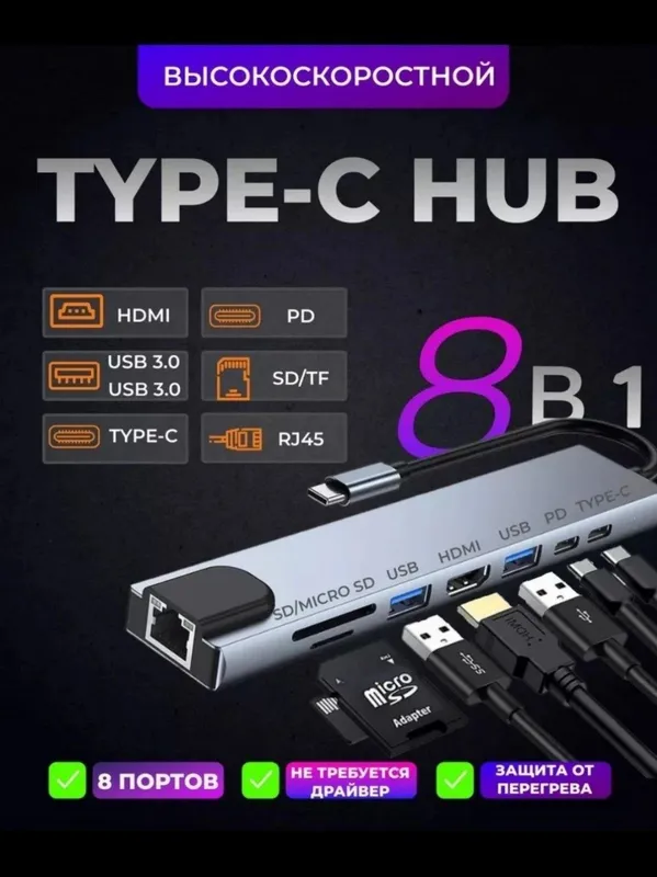 11 ta 1 da USB hub, LAN, HDMI 11 ta 1 da USB hub, LAN, HDMI