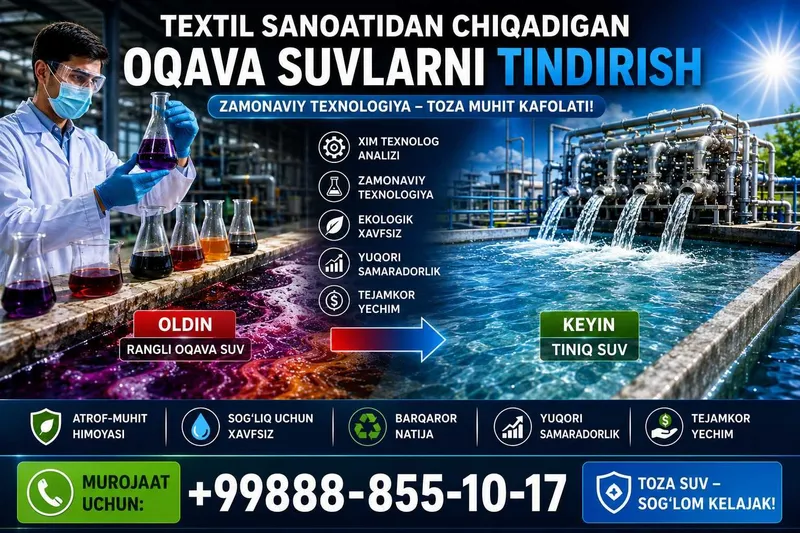 Tekistil sanoati oqava suvlarini tozalash, tindirish. Va labaratorya Tekistil sanoati oqava suvlarini tozalash, tindirish. Va labaratorya