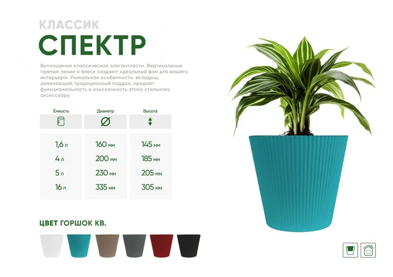 Горшки для цветов пластиковые. Кашпо «Спектр» (Рифленые) — фото 1
