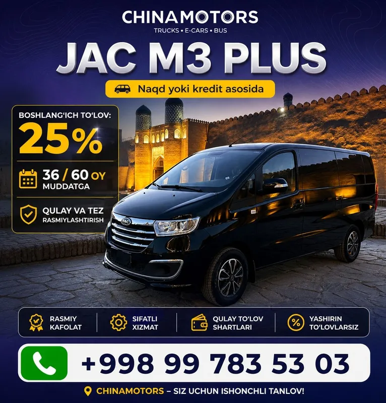 Jac m3 yangi avto salondan 0 probeg