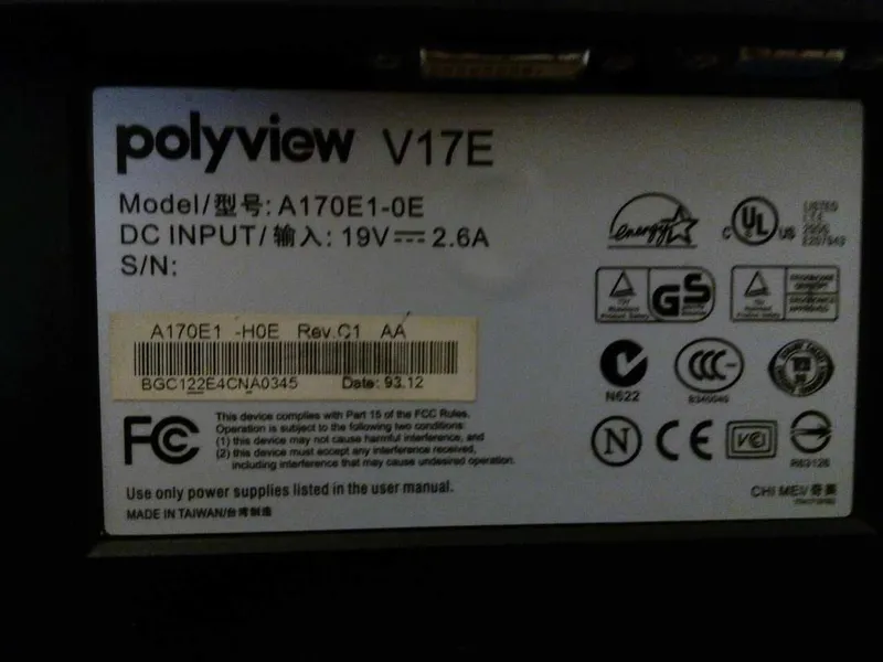 монитор Polyview V17E без блока питания — фото 2