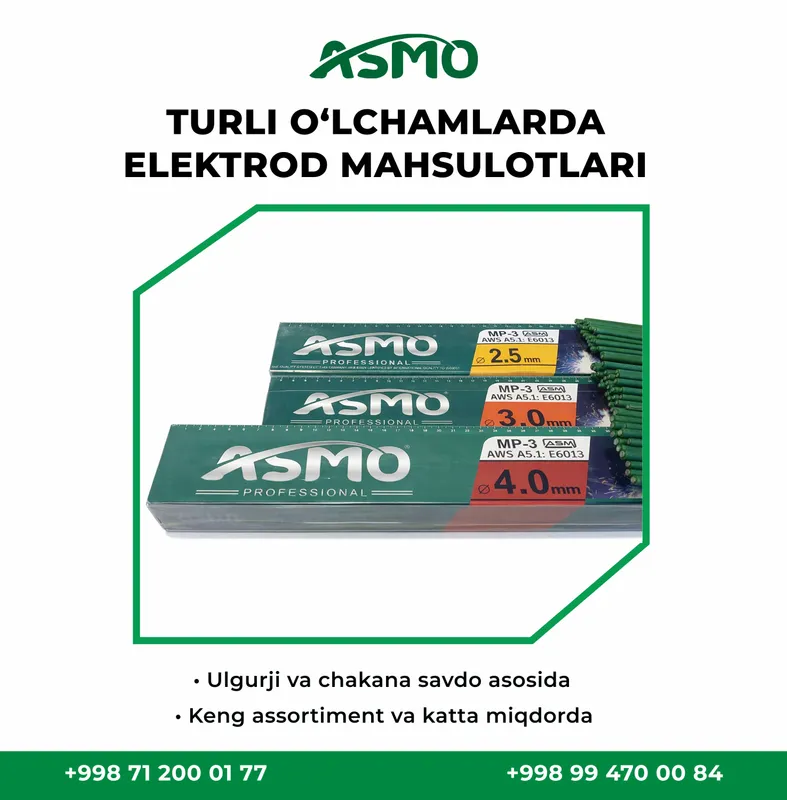 Turli o'lchamlarda elektrod mahsulotlari | Сварочные электроды 1 Turli o'lchamlarda elektrod mahsulotlari | Сварочные электроды 1