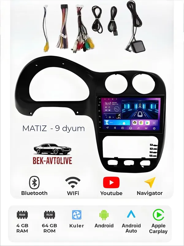 Магнитола для Матиз андроид 15 WiFi USB monitor Matiz uchun yangi