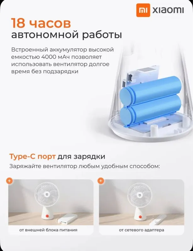 Настольный портативный вентилятор Xiaomi Mijia Desktop Fan(Белый) — фото 4