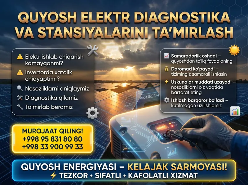 Quyosh elektr stansiyalarini ta'mirlash va diagnostika — фото 7 Quyosh elektr stansiyalarini ta'mirlash va diagnostika — фото 7