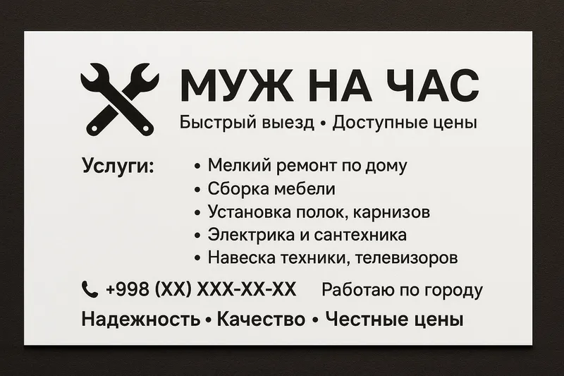 Мастер на час. Работа по дому выезд по всему городу