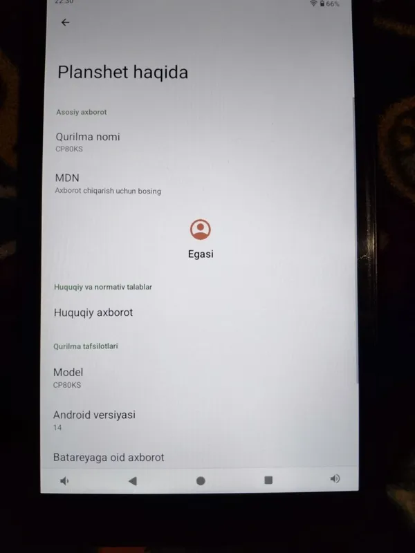 Android versiyasi CP80KS