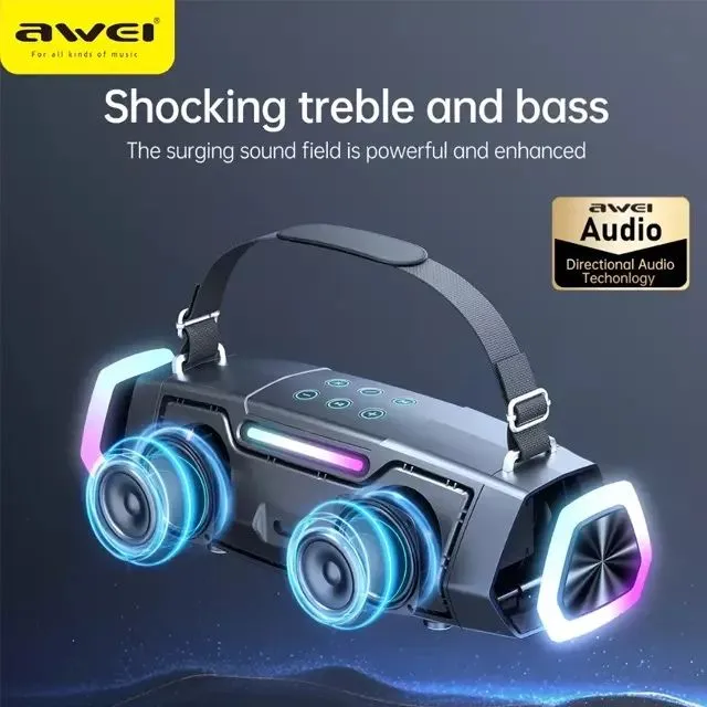 Караоке колонка Awei KT28 30 Вт, Bluetooth, RGB-подсветка, 2 микрофона 5