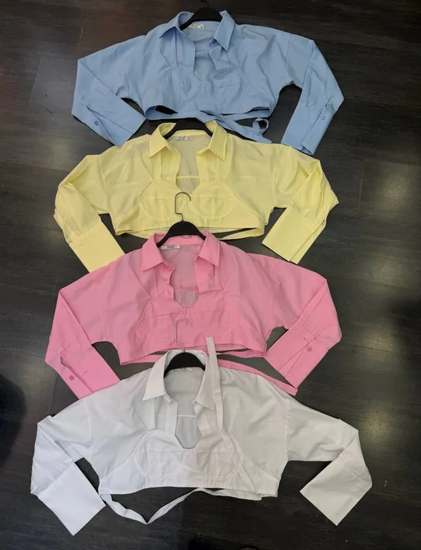 Серия: 6 шт., модель: новая модель crop рубашка 2 Серия: 6 шт., модель: новая модель crop рубашка 2