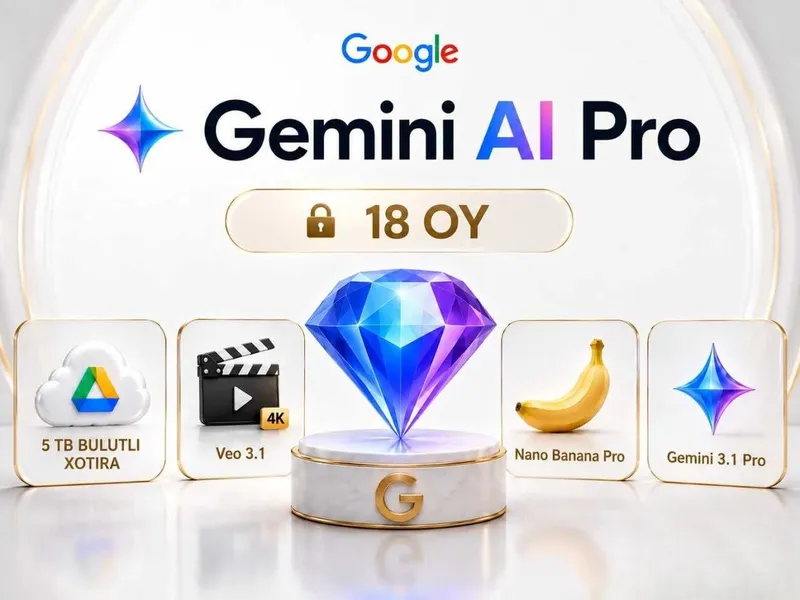 18 Oylik Gemini Pro Obunasi olip beramiz 18 Oylik Gemini Pro Obunasi olip beramiz