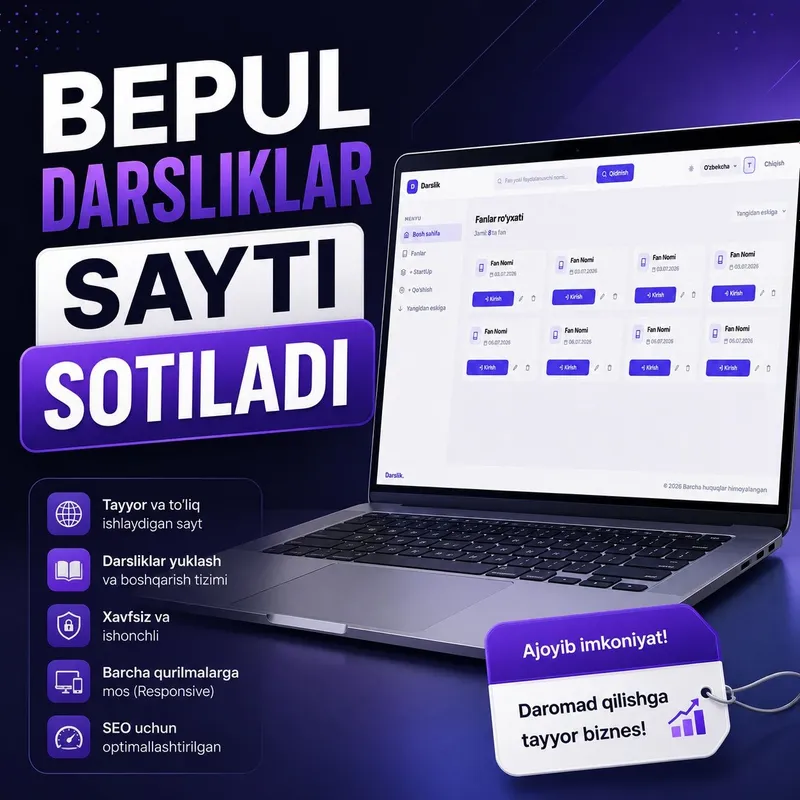 Bepul Darsliklar sayti Sotuvda 1 Bepul Darsliklar sayti Sotuvda 1