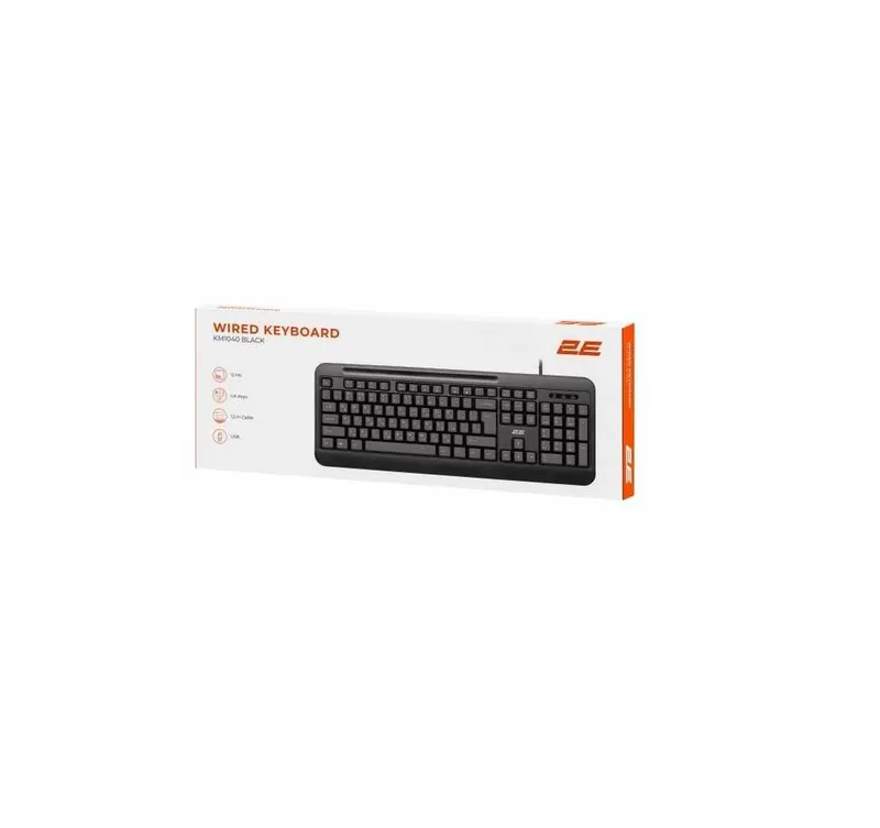 } Клавиатура мембранная 2E KM1040 USB-A чёрная 1 } Клавиатура мембранная 2E KM1040 USB-A чёрная 1
