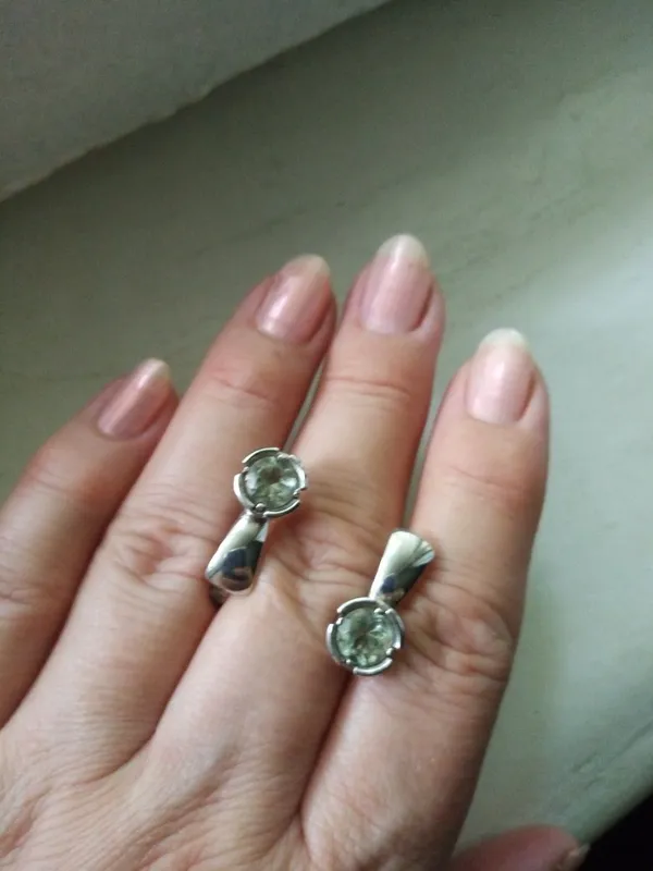 Серебро из России Санлайт серьги с иолитом и модное кольцо с феони 3