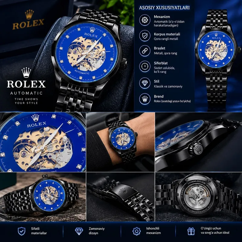 Rolex Automatic Blue Skeleton 2 Rolex Automatic Blue Skeleton 2