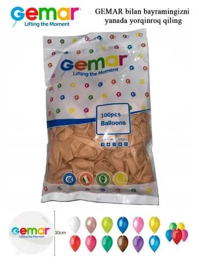 Havo sharlari Gemar 100 dona / Воздушные шары Gemar, 100 шт. 4 Havo sharlari Gemar 100 dona / Воздушные шары Gemar, 100 шт. 4