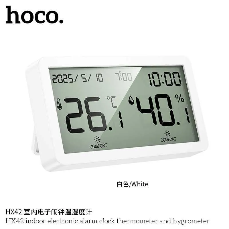 Hoco HX42 Электронные часы-термометр-гигрометр с будильником — фото 2