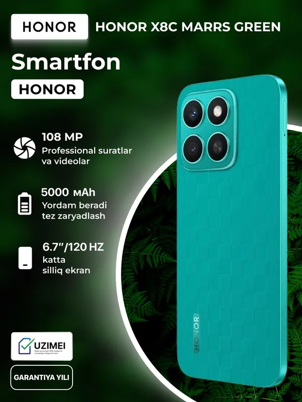 Смартфон Honor X8c 8/256GB 5000 mAh 6.7" Marrs Green 6